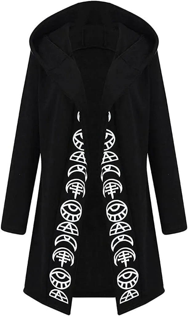 Women's Gothic Hoodie Jackets Punk Coats Goth Long Sleeve Hooded Sweatshirt Zip Up Cardigan Top Outwear