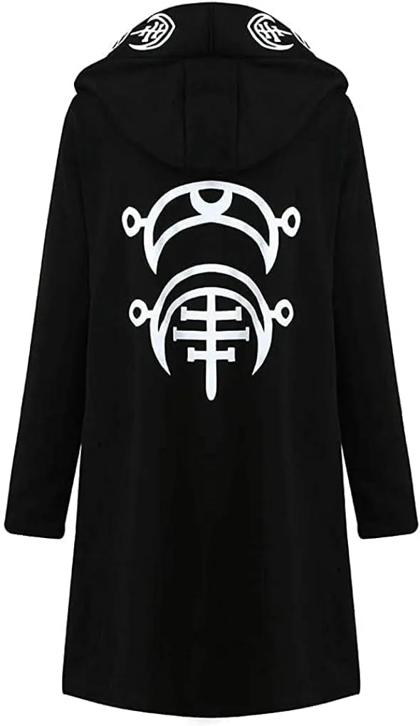 Women's Gothic Hoodie Jackets Punk Coats Goth Long Sleeve Hooded Sweatshirt Zip Up Cardigan Top Outwear
