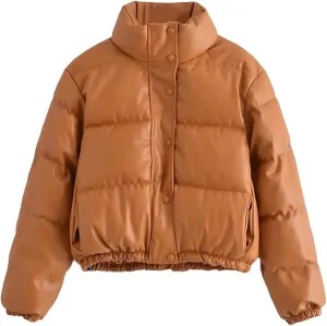 Women's Lightweight Long-Sleeve Full-Zip Water-Resistant Packable Puffer Jacket Casual Ultra Short Down Jacket