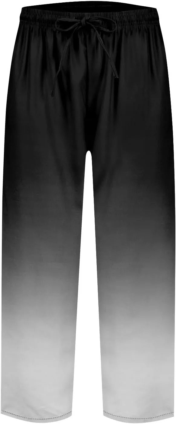 Womens Linen Pants with Pockets High Waist Straight Leg Drawstring Tie Dye Pants Casua Lightweight Loose Trousers