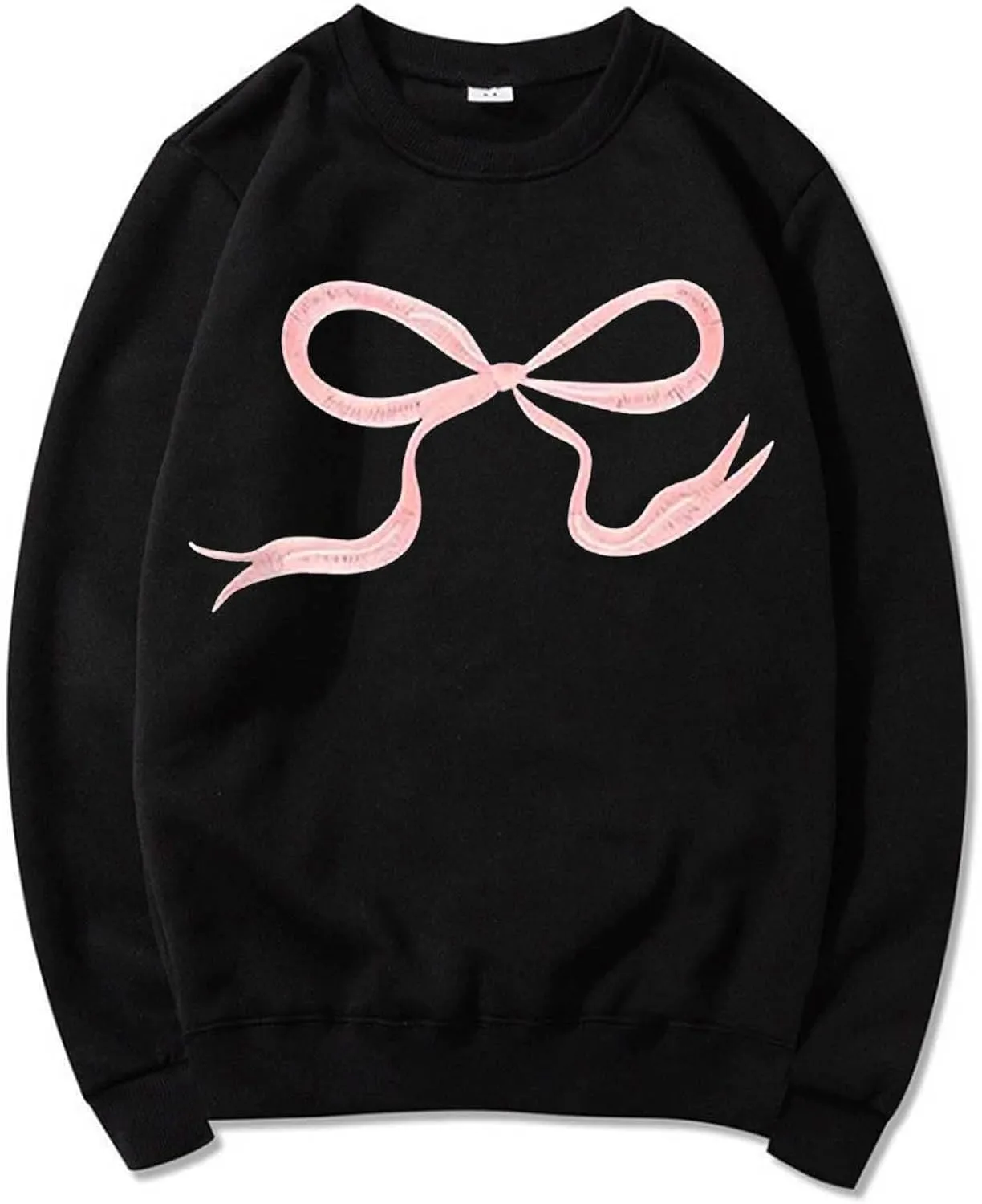 Womens Oversized Crewneck Sweatshirt Hoodies Women Cute Bow Graphic Sweatshirts Long Sleeve Fleece Pullover Bow Sweater Y2k