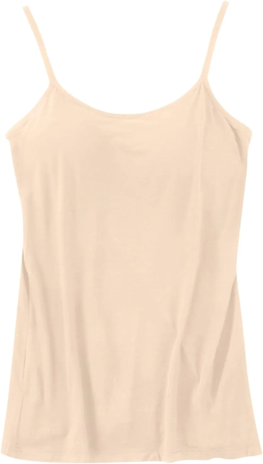 Women's Shelf Bra Camisole Tops Adjustable Spaghetti Strap Built in Bra Cami Tank Tops Relaxed Fit Cotton Undershirts