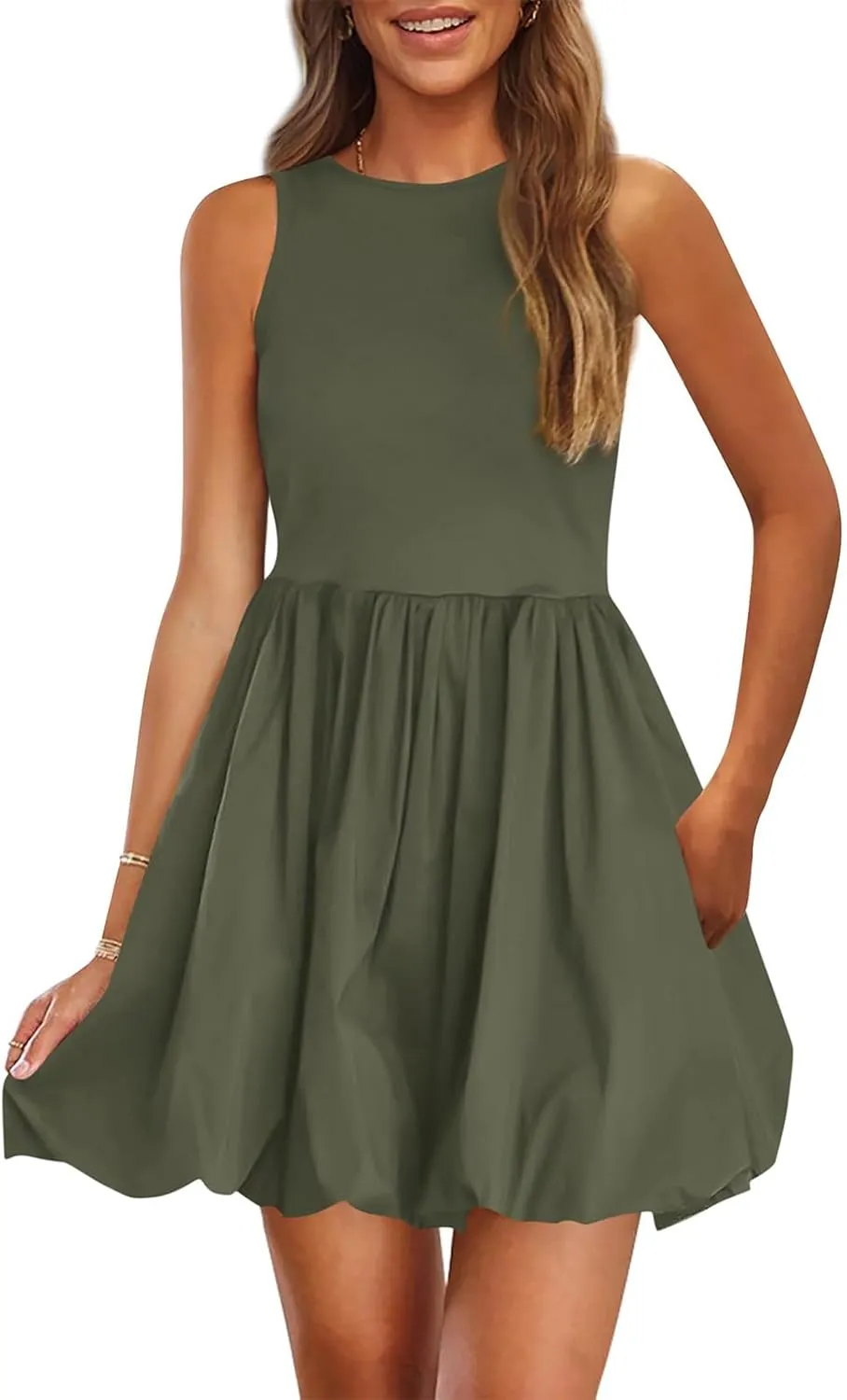 Womens Summer Tank Dress 2025 Casual Sleeveless Crew Neck Mini Dress A Line Sundresses Beach Vacation Dresses
