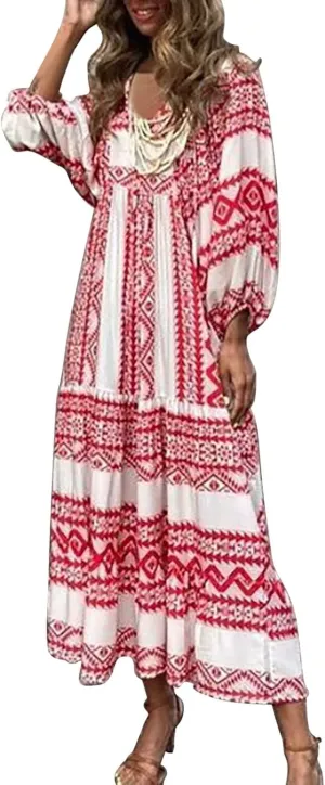 Womens Sundress Pleated Ruffle Maxi Dresses Pretty Garden Dresses for Women Long Puff Sleeve Skirt Vacation Summer 2025