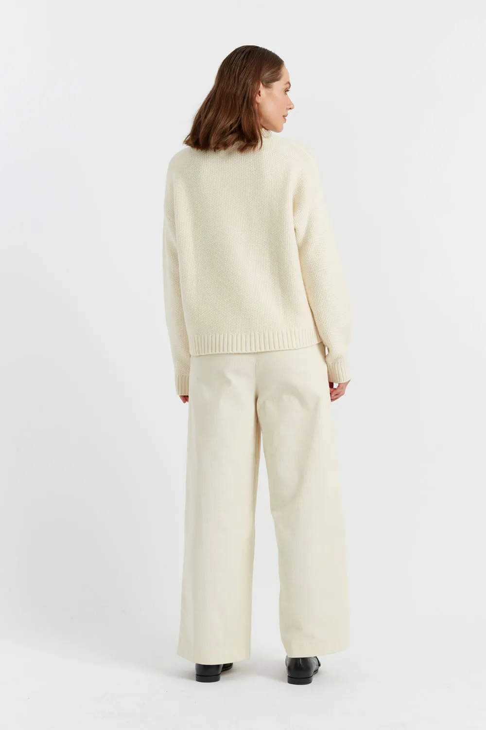 Women's Sweater Chinti and Parker Cream Wool-Cashmere Joyeux Noel hand embroidered stitch detail Size XS-3L
