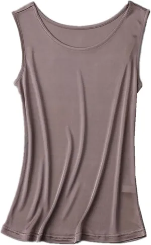 Womens Tank Top Silk Sleeveless Shirts Crewneck Under Shirts Basic Undershirts