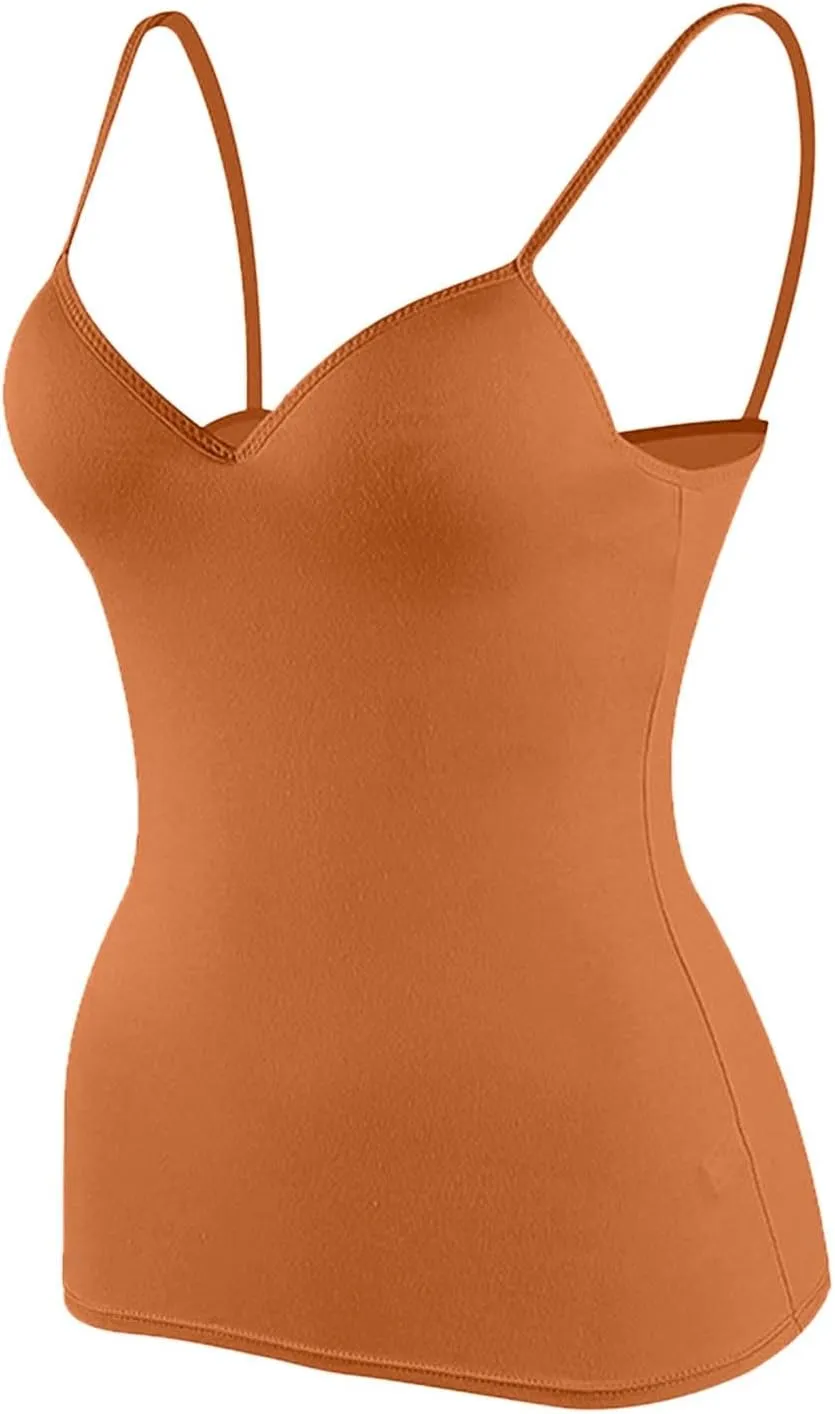 Womens Tank Tops with Built in Bra Adjustable Spaghetti Strap Camisole Shelf Bra Cotton 2025 Summer Clothes