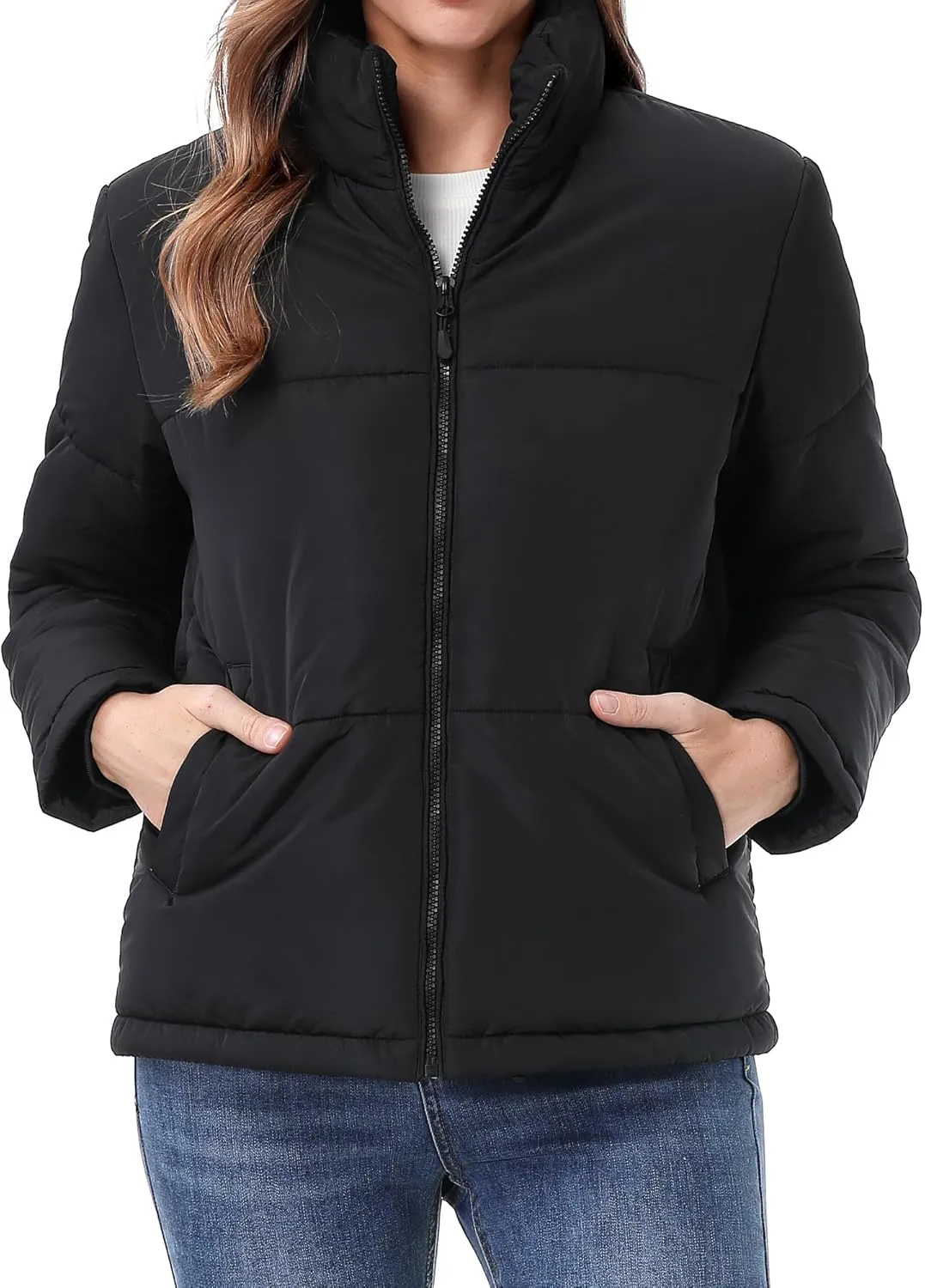 Women's Warm Winter Coat Waterproof Puffer Jacket Full-Zip Lightweight Winter Jacket