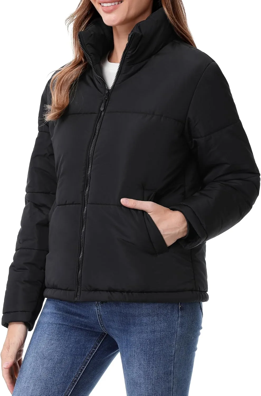Women's Warm Winter Coat Waterproof Puffer Jacket Full-Zip Lightweight Winter Jacket