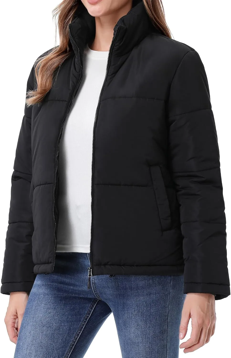 Women's Warm Winter Coat Waterproof Puffer Jacket Full-Zip Lightweight Winter Jacket