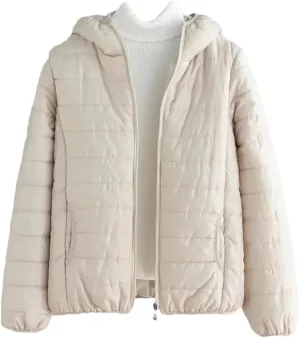 Women's Winter Thin Warm Cotton Coat Short Solid Color Student Outwear Hooded Down Cotton Jacket Padded Puffer Parkas