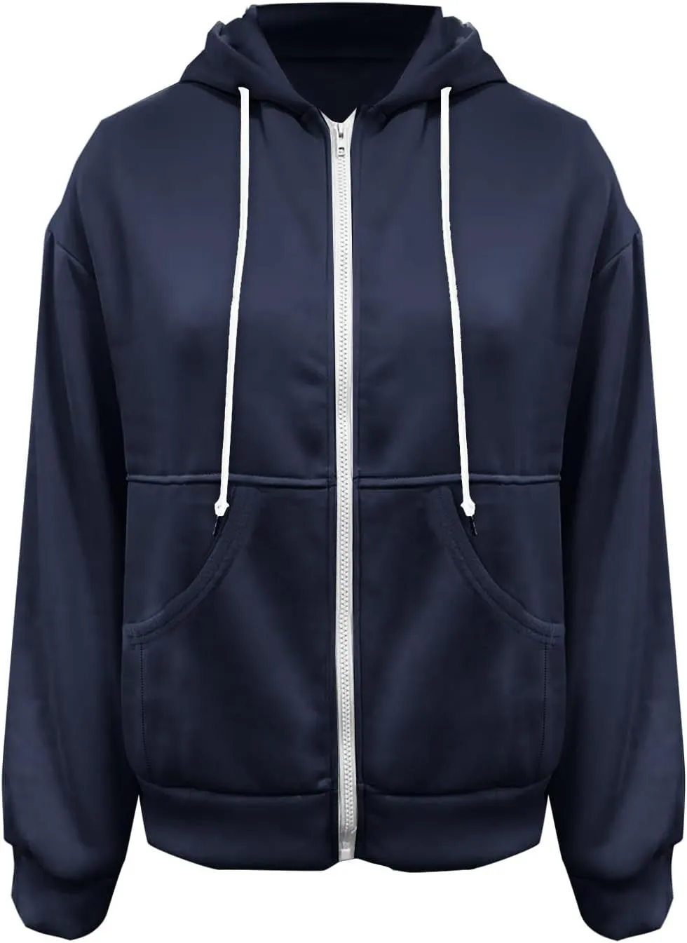 Women's Zip Up Hoodies Fleeced Long Sleeve Fall Coats Oversized Jackets With Pockets Tunic Casual Hooded Sweatshirt