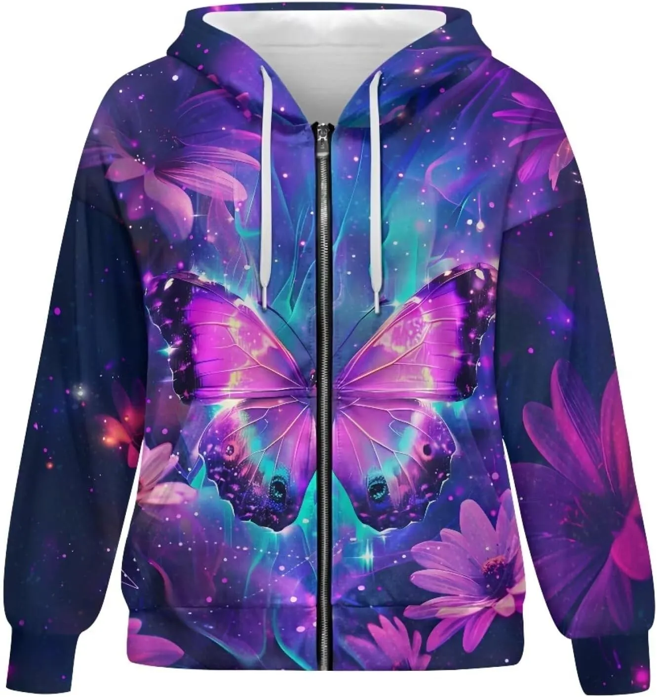 Womens Zip Up Hoodies Long Sleeve Sweatshirts Casual Oversized Fall Outfits Drop Shoulder Outdoor Sweatshirt with Pockets