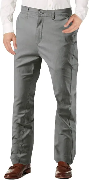 Work Pants for Men Fleece Chinos Trousers Expandable Waist Flat Front Skinny Suit Pants Tapered Straight Leg Golf Dress Pants
