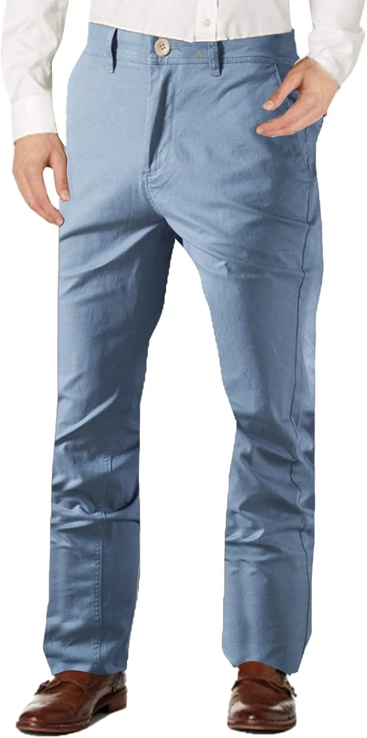 Work Pants for Men Fleece Chinos Trousers Expandable Waist Flat Front Skinny Suit Pants Tapered Straight Leg Golf Dress Pants