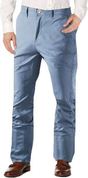 Work Pants for Men Fleece Chinos Trousers Expandable Waist Flat Front Skinny Suit Pants Tapered Straight Leg Golf Dress Pants