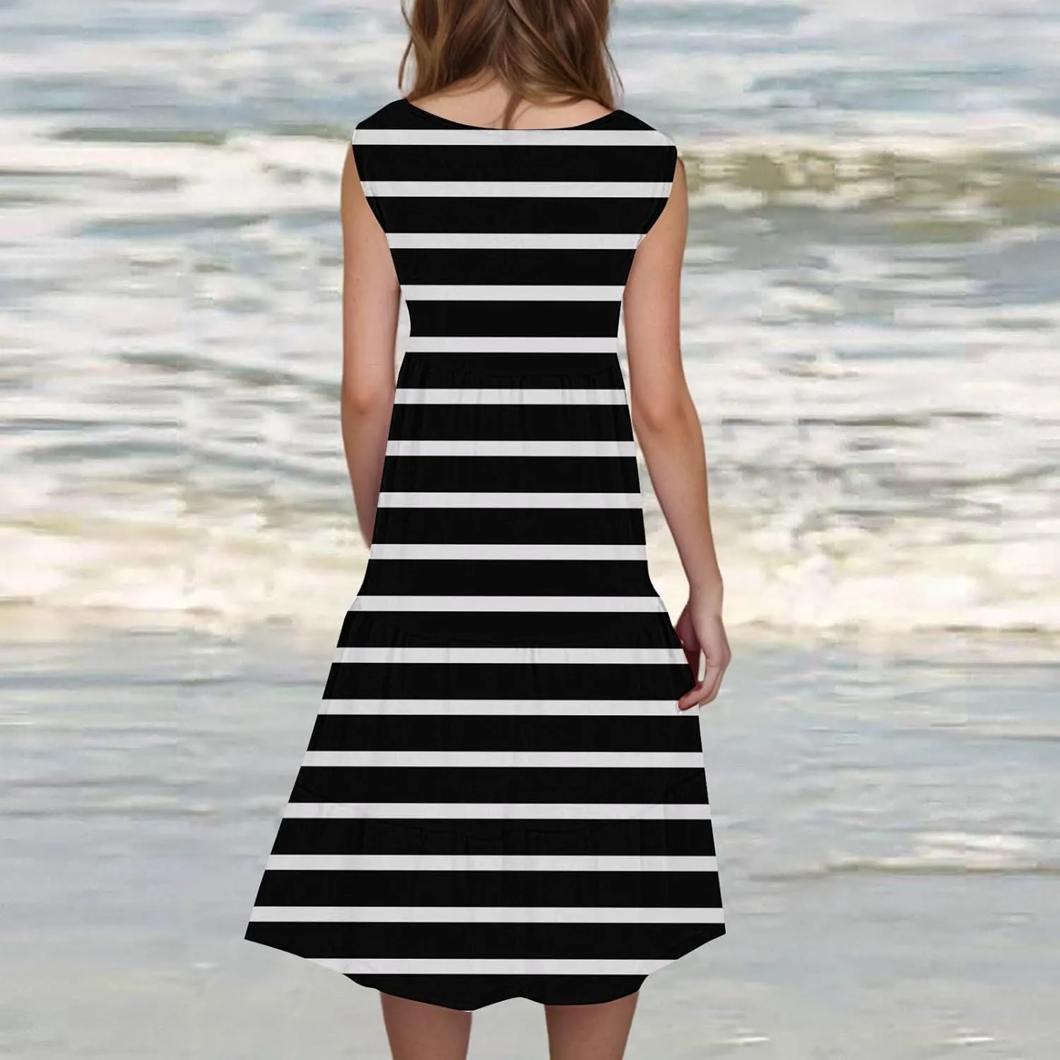 XOWRTE Summer Dresses for Women Plus Size Beach Dress Casual Sundresses Sexy Sleeveless Dress Flowy Midi Dresses