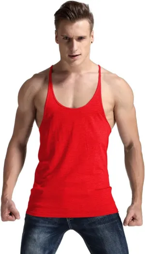 YAKER Men's Fitness Gym Tank Top Singlet Bodybuilding Stringers Sleeveless Muscle Shirt