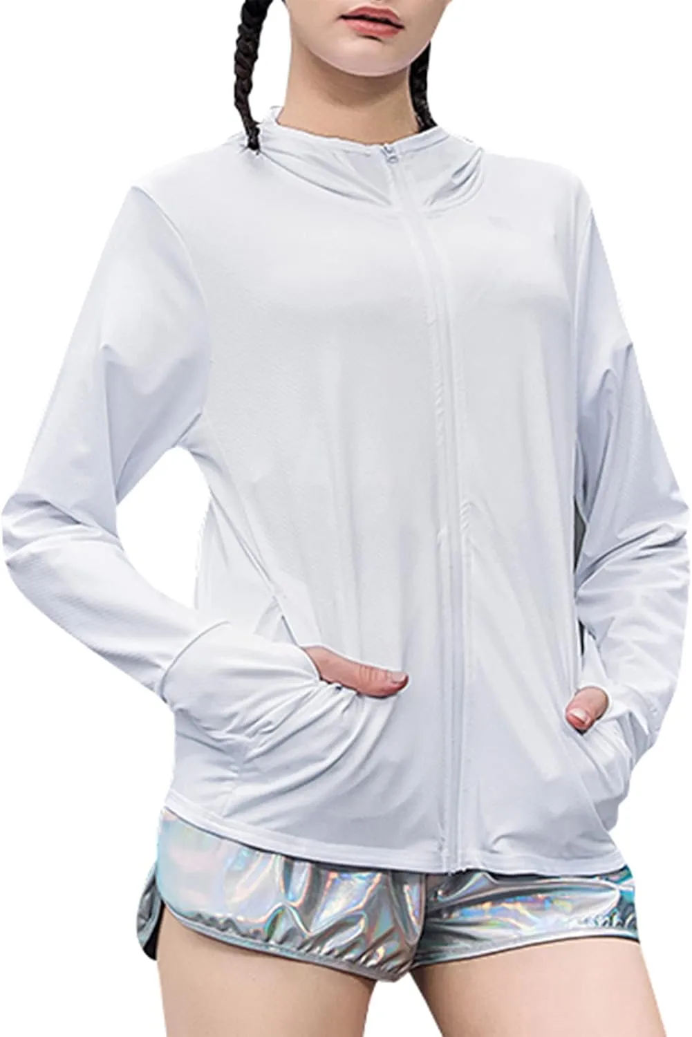 Zando UPF 50  Sun Protection Clothing Women Quick Dry Lightweight Zip Up UV Jacket Hiking Running Outdoor Performance