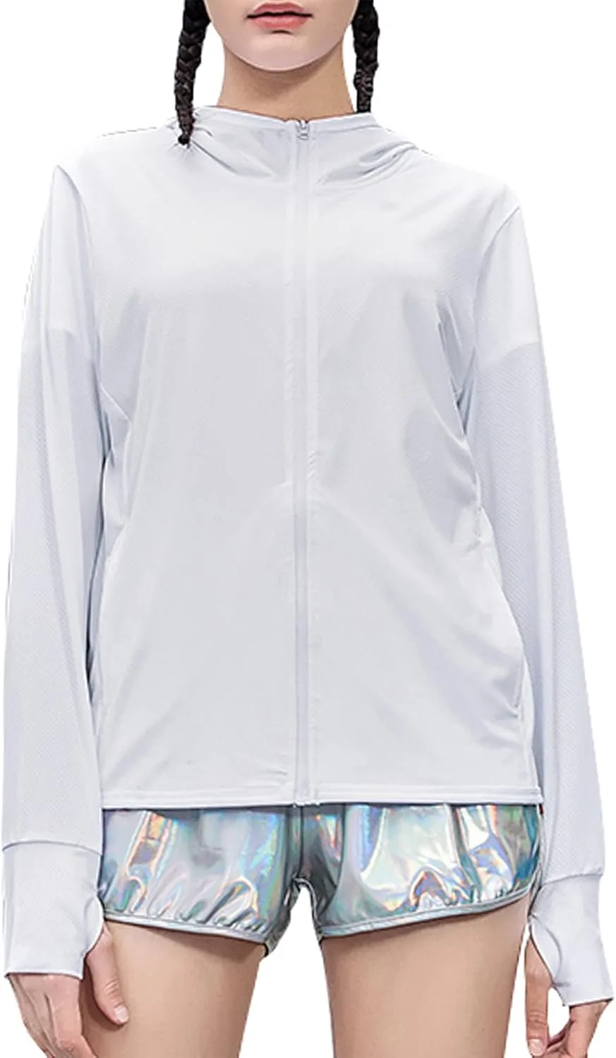 Zando UPF 50  Sun Protection Clothing Women Quick Dry Lightweight Zip Up UV Jacket Hiking Running Outdoor Performance