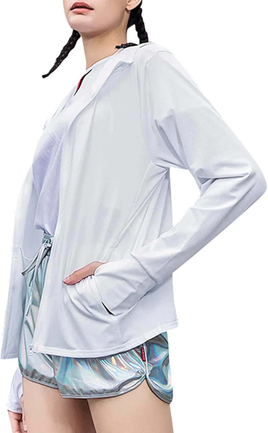 Zando UPF 50  Sun Protection Clothing Women Quick Dry Lightweight Zip Up UV Jacket Hiking Running Outdoor Performance