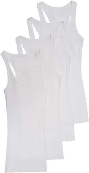 Zenana Outfitters 4 Pack Womens Basic Ribbed Racerback Tank Top WhWhWhWh S
