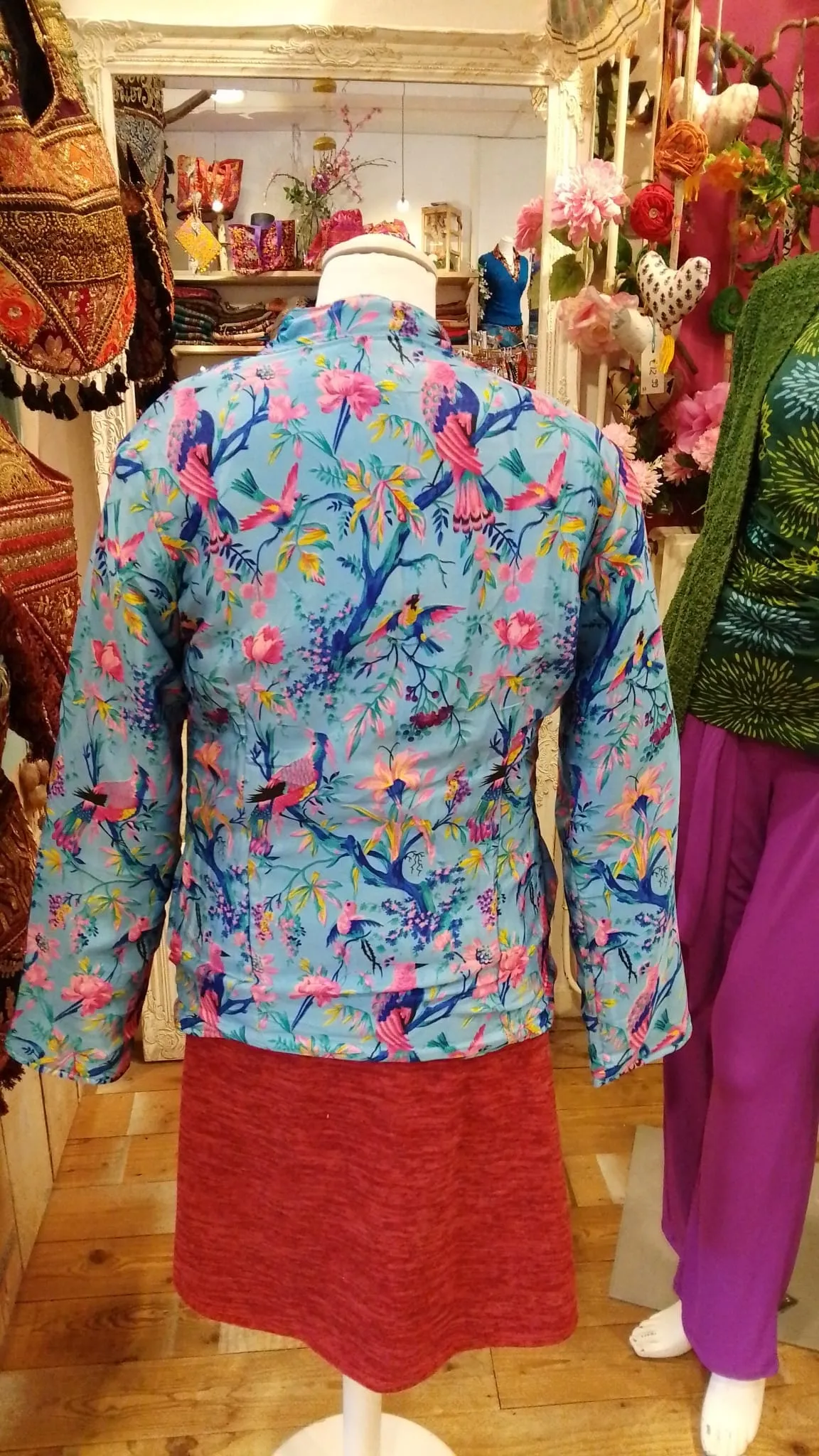 Zijden jacket- gevoerd jasje met fleece - vogels
