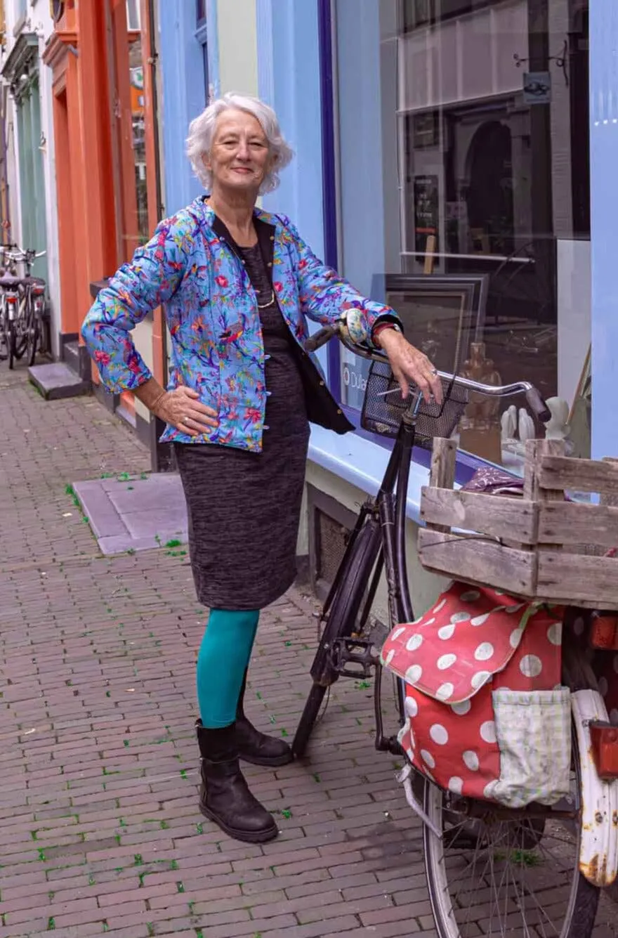 Zijden jacket- gevoerd jasje met fleece - vogels