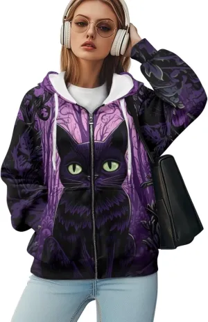 Zip Up Hoodies for Women Lightweight Hooded Jacket Oversized Sweatshirt with Pocket