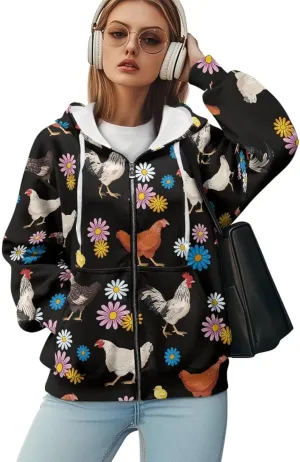 ZOUTAIRONG Hoodies for Women Zip Up Hoodie Oversize Sweatshirt Womens Jackets with Pocket