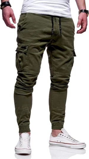 ZWRXW Sweatpants for Men Casual Joggers Chino Cargo Pants Drawstring Elastic Waist Hiking Outdoor Twill Track Trousers