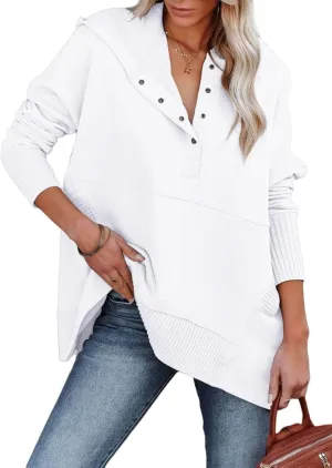 Zwurew Hoodies for Women Oversized Sweatshirt Pullover Long Sleeve Tops Henley Shirt with Pocket