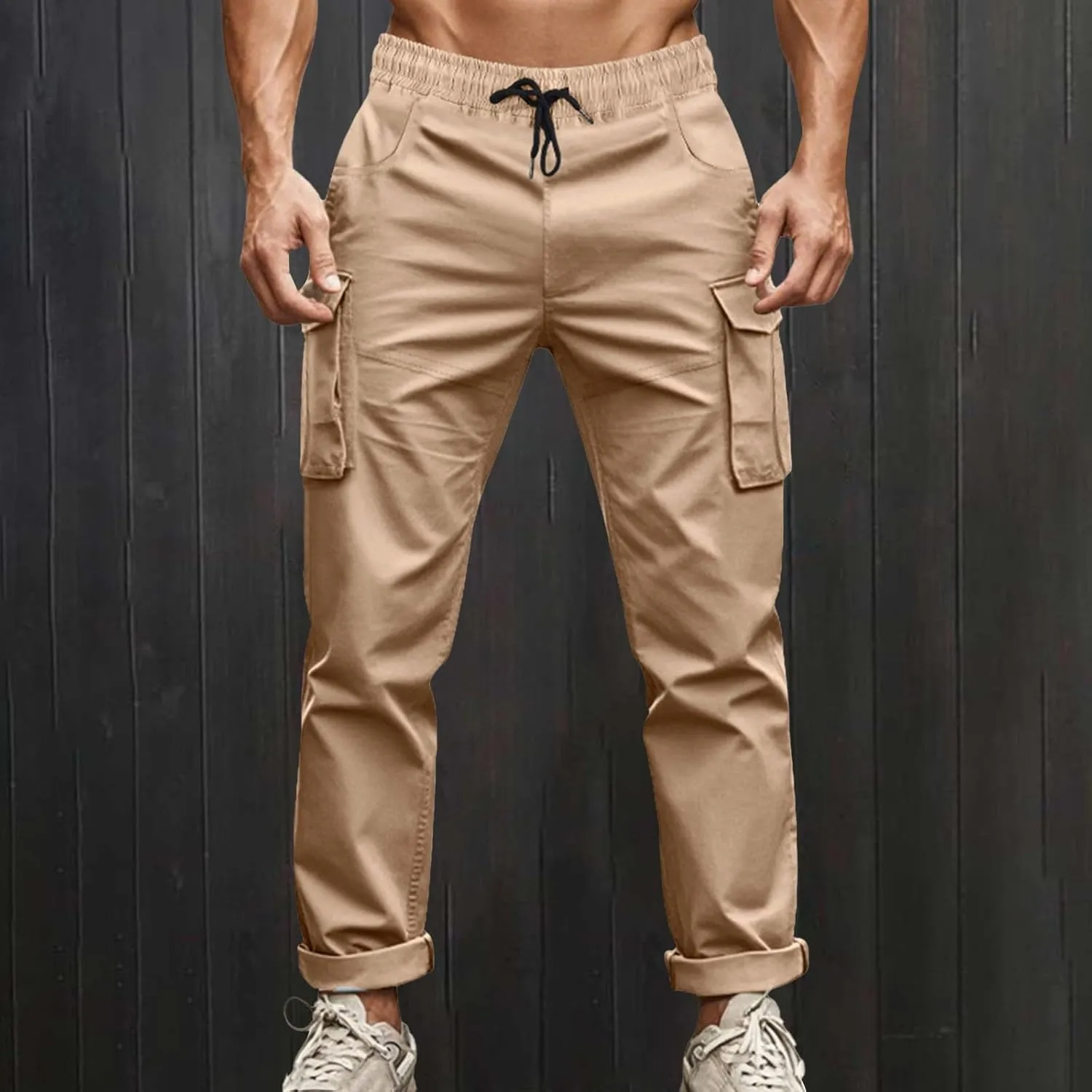 ZYXTIM Cargo Sweatpants for Men Elastic Waist Work Joggers Trousers Stretch Casual Tactical Work Bottoms with Multi Pockets