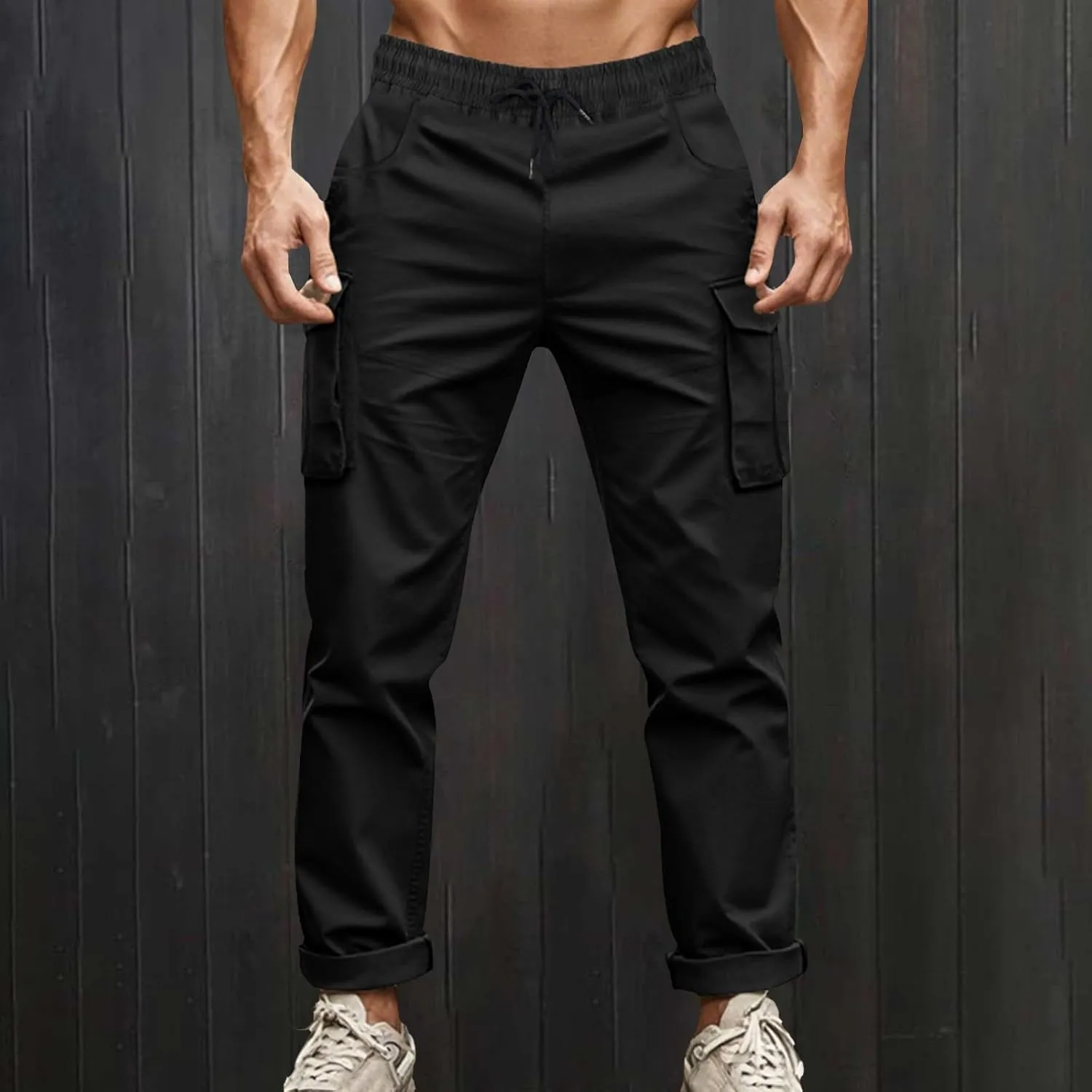 ZYXTIM Cargo Sweatpants for Men Elastic Waist Work Joggers Trousers Stretch Casual Tactical Work Bottoms with Multi Pockets
