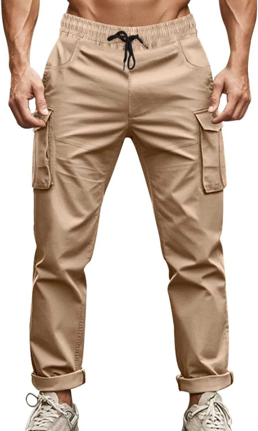 ZYXTIM Cargo Sweatpants for Men Elastic Waist Work Joggers Trousers Stretch Casual Tactical Work Bottoms with Multi Pockets