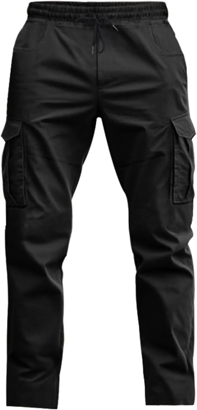 ZYXTIM Cargo Sweatpants for Men Elastic Waist Work Joggers Trousers Stretch Casual Tactical Work Bottoms with Multi Pockets
