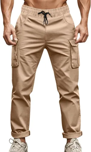 ZYXTIM Cargo Sweatpants for Men Elastic Waist Work Joggers Trousers Stretch Casual Tactical Work Bottoms with Multi Pockets