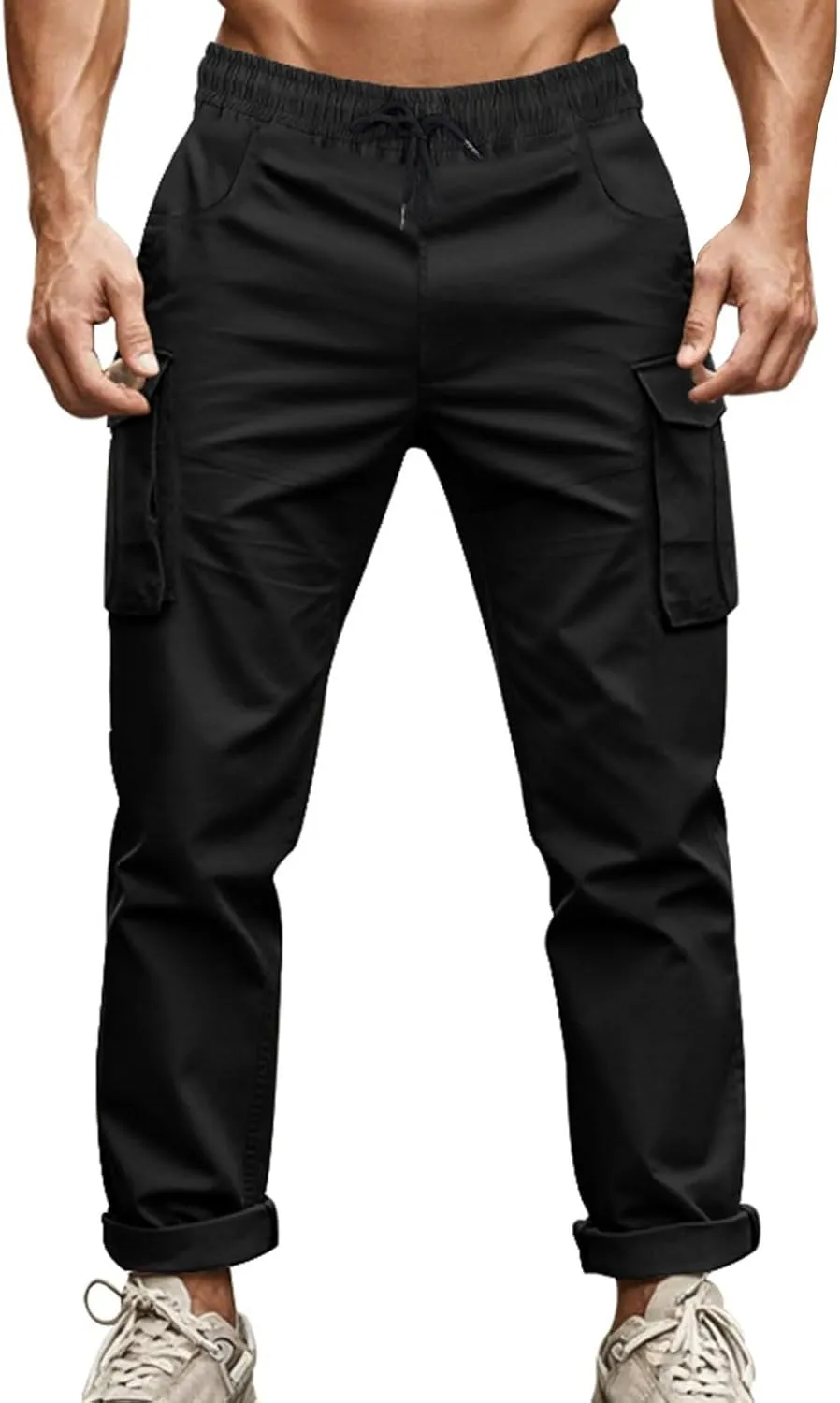 ZYXTIM Cargo Sweatpants for Men Elastic Waist Work Joggers Trousers Stretch Casual Tactical Work Bottoms with Multi Pockets