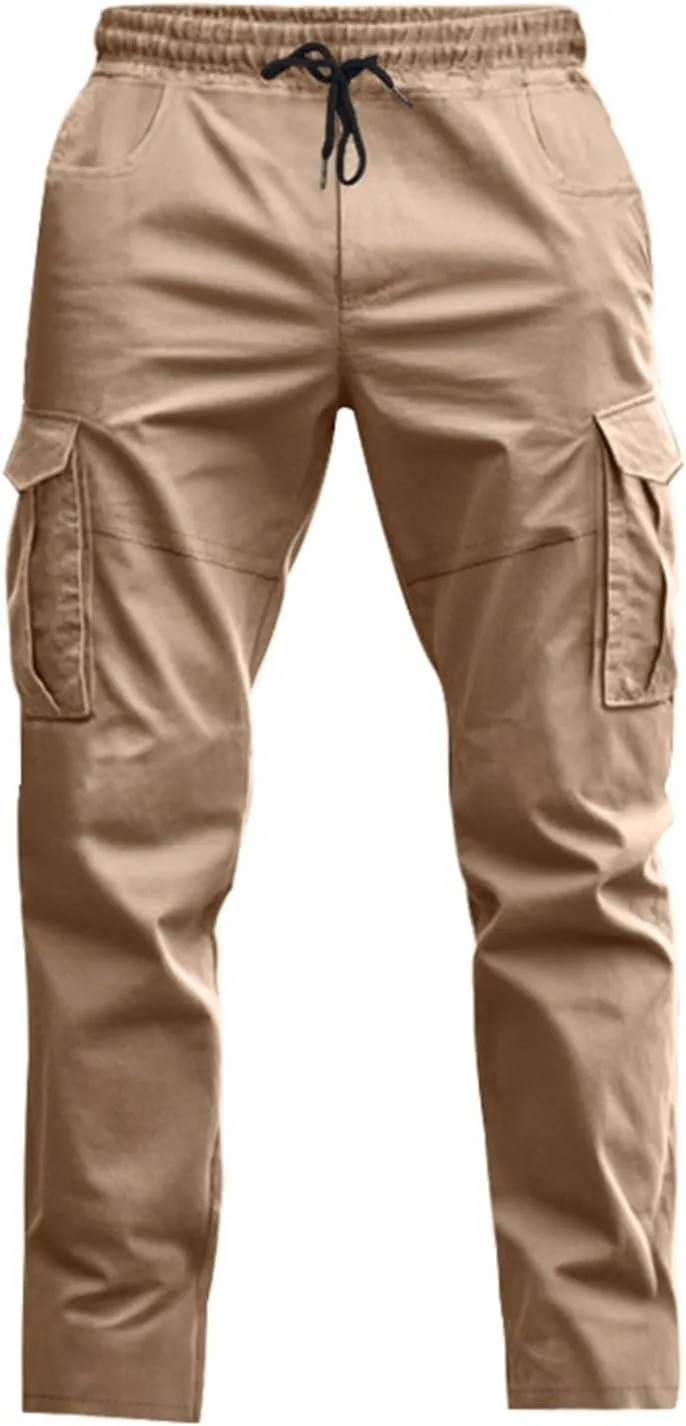 ZYXTIM Cargo Sweatpants for Men Elastic Waist Work Joggers Trousers Stretch Casual Tactical Work Bottoms with Multi Pockets