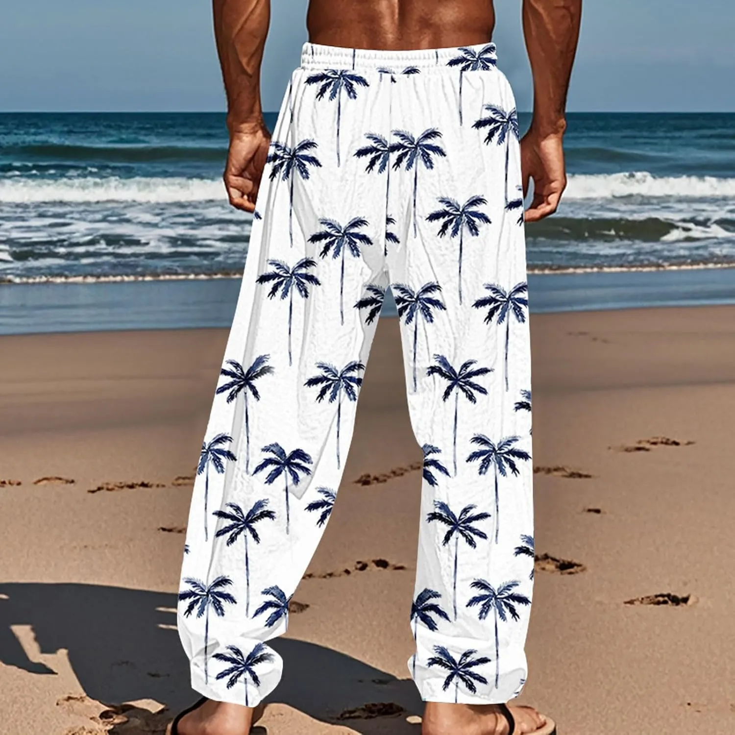 ZYXTIM Hawaiian Beach Summer Pants for Men Cute Graphic Straight Leg Fashion Travel Casual Trousers Loose Comfy Loungewear