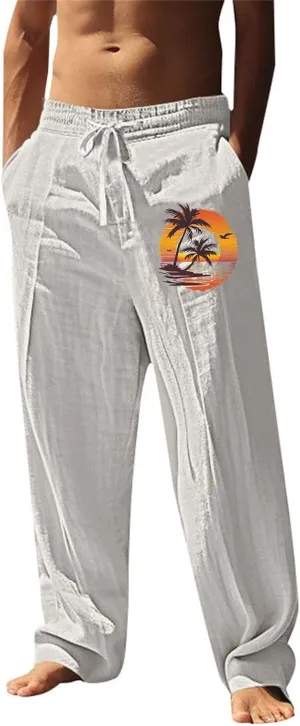 ZYXTIM Holiday Casual Trousers for Men Funny Pattern Hawaiian Sport Yoga Pant Fashion Lounge Summer Beach Bottoms with Pocket