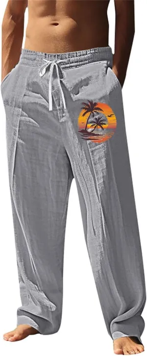ZYXTIM Holiday Casual Trousers for Men Funny Pattern Hawaiian Sport Yoga Pant Fashion Lounge Summer Beach Bottoms with Pocket