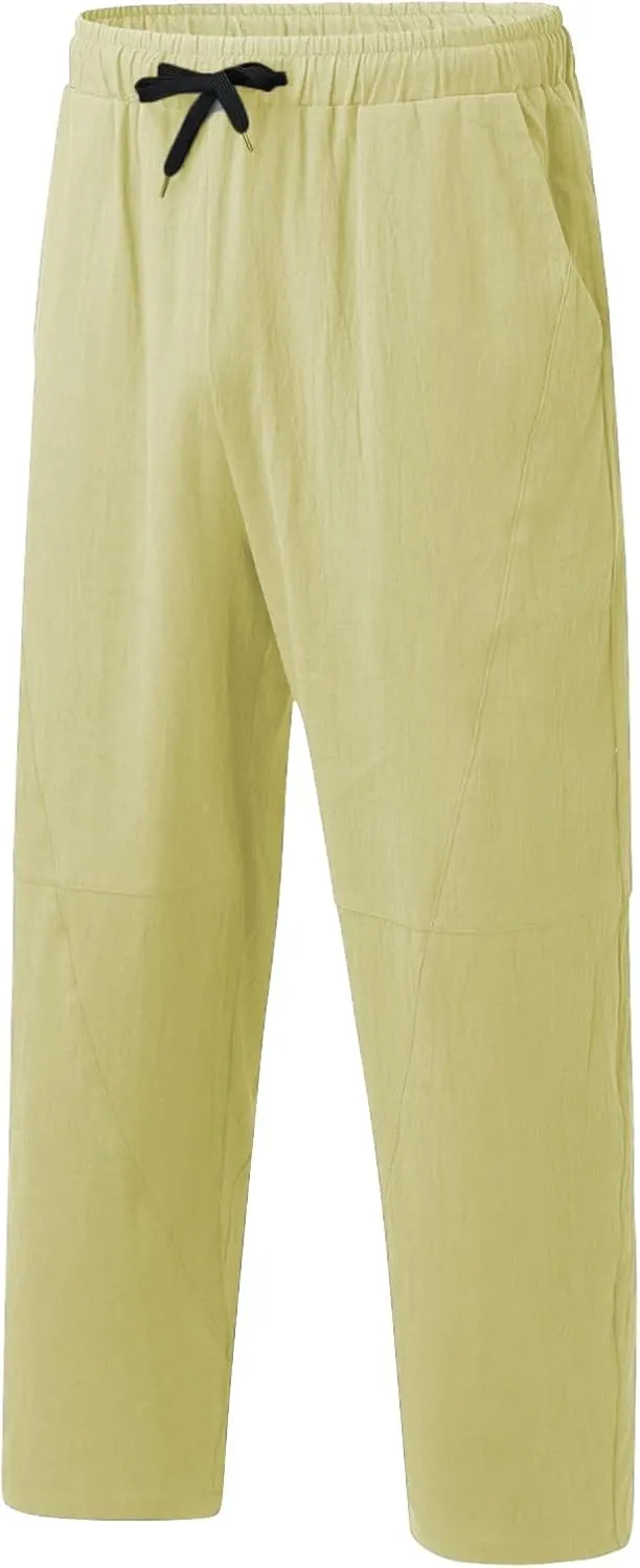 ZYXTIM Men's Casual Harem Pants Plus Size Elastic Waist Tapered Leg Plain Loose Summer Beach Trousers Low Rise Hippie Bottoms