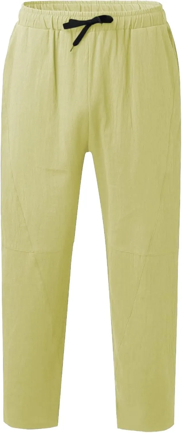 ZYXTIM Men's Casual Harem Pants Plus Size Elastic Waist Tapered Leg Plain Loose Summer Beach Trousers Low Rise Hippie Bottoms