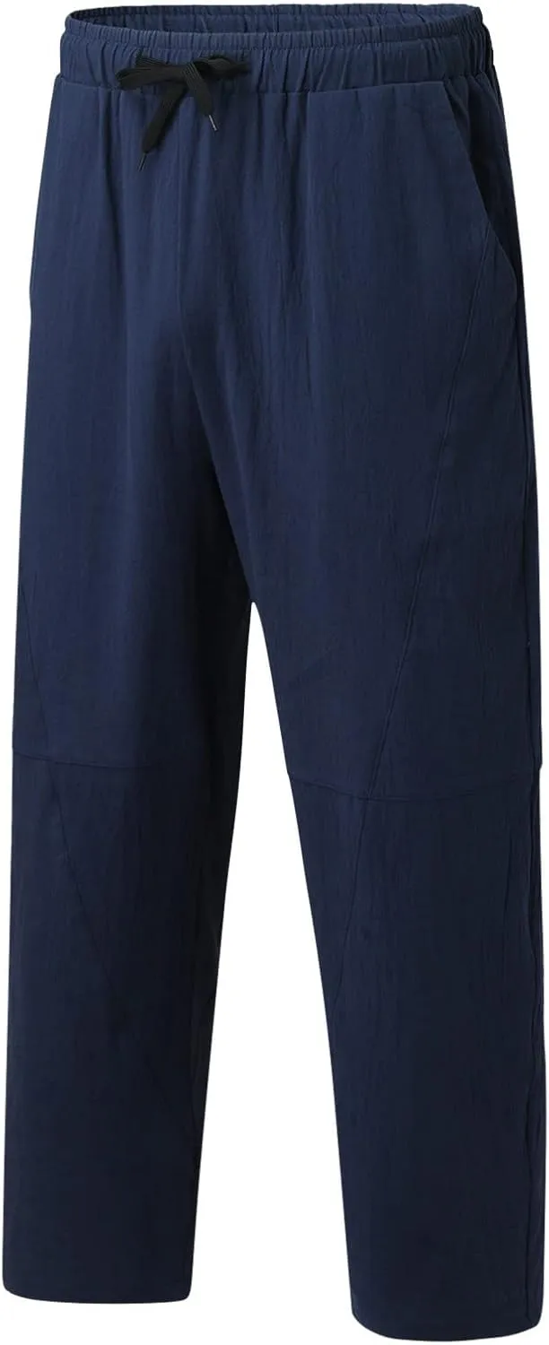 ZYXTIM Men's Casual Harem Pants Plus Size Elastic Waist Tapered Leg Plain Loose Summer Beach Trousers Low Rise Hippie Bottoms