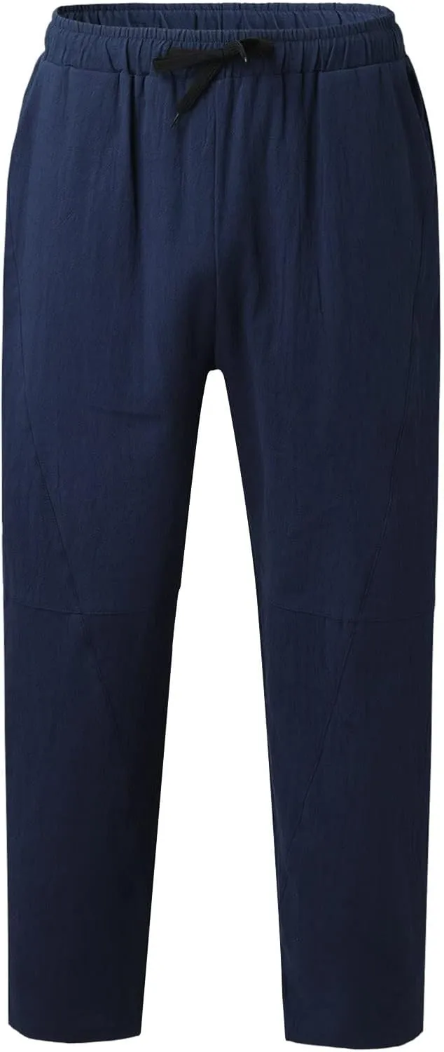 ZYXTIM Men's Casual Harem Pants Plus Size Elastic Waist Tapered Leg Plain Loose Summer Beach Trousers Low Rise Hippie Bottoms