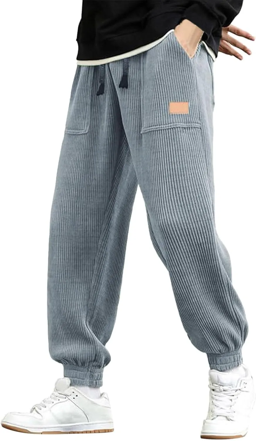 ZYXTIM Men's Corduroy Sweatpants with Pockets Drawstring Fashion Casual Cargo Trousers Plus Size Elastic Waist Going Out Pant