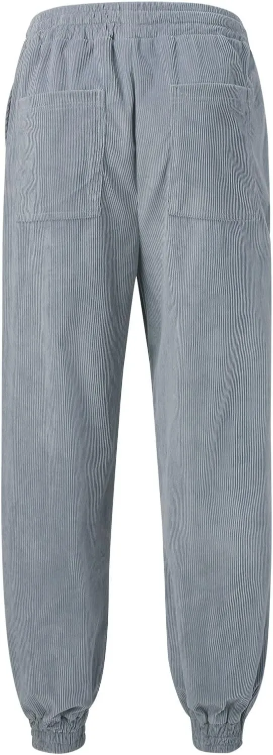 ZYXTIM Men's Corduroy Sweatpants with Pockets Drawstring Fashion Casual Cargo Trousers Plus Size Elastic Waist Going Out Pant