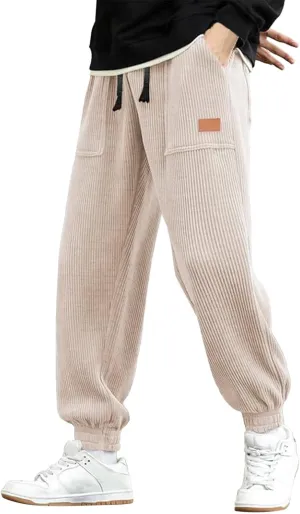 ZYXTIM Men's Corduroy Sweatpants with Pockets Drawstring Fashion Casual Cargo Trousers Plus Size Elastic Waist Going Out Pant