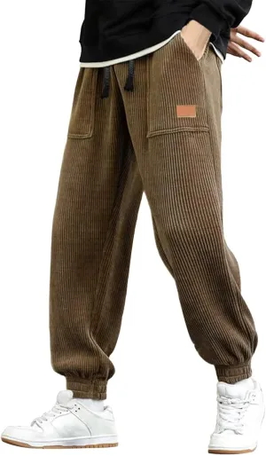 ZYXTIM Men's Corduroy Sweatpants with Pockets Drawstring Fashion Casual Cargo Trousers Plus Size Elastic Waist Going Out Pant